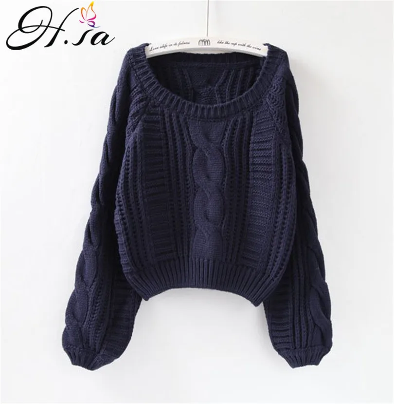 LM8555 Navy Blue H. SA Roupas femininas, женские свитера, новинка, желтый свитер, джемперы, яркие цвета, Harajuku, шикарный короткий свитер, скрученный пуловер - Цвет: LM8555 Navy Blue
