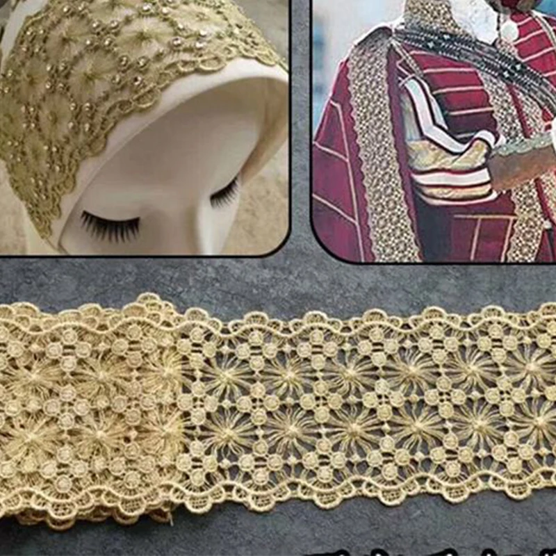 Кружевная ткань 2 ярдов/партия полиэстер/нейлон Водорастворимая Вышивка корона