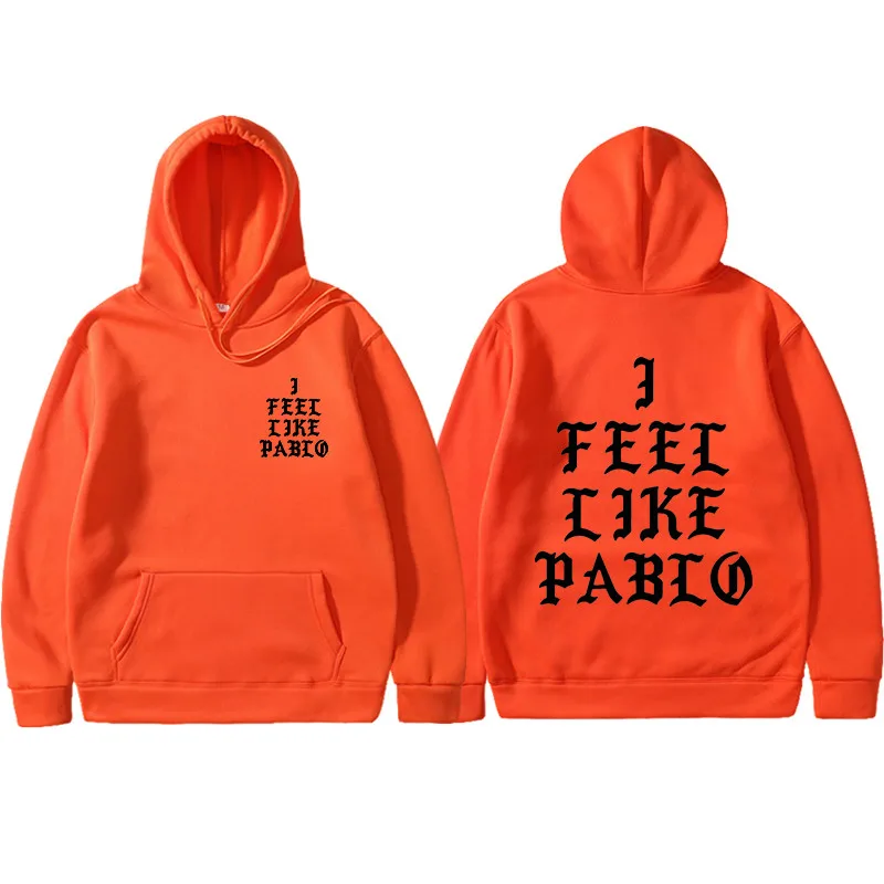 Весна, Kanye West, толстовки с капюшоном I FEEL LIKE PABLO, толстовки с капюшоном для мужчин в стиле хип-хоп, для влюбленных, уличная одежда, красные, с буквенным принтом, черные толстовки с капюшоном - Цвет: orange 2