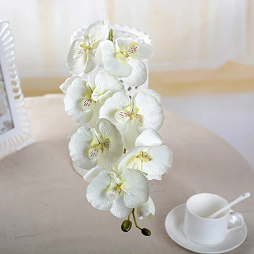 white Модные искусственные цветы орхидеи, сделай сам, Искусственные бабочки, Орхидея, Шелковый букет, фаленопсис, свадебное украшение для дома - Цвет: white