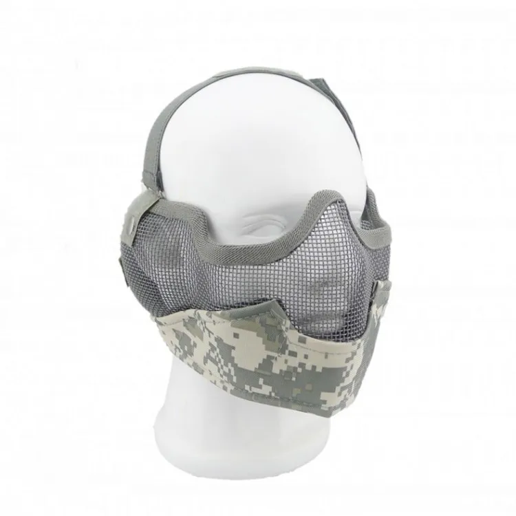 AIRSOFT удар V2 вечерние маска стальная сетка на пол-лица с защитой ушей черный