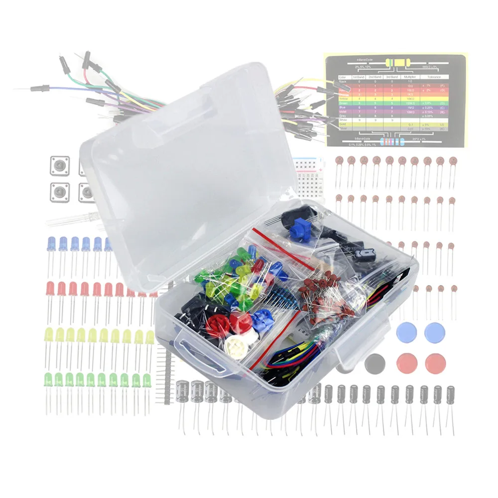 Стартовый комплект резистор/LED/конденсатор/перемычки/макетная плата резисторов