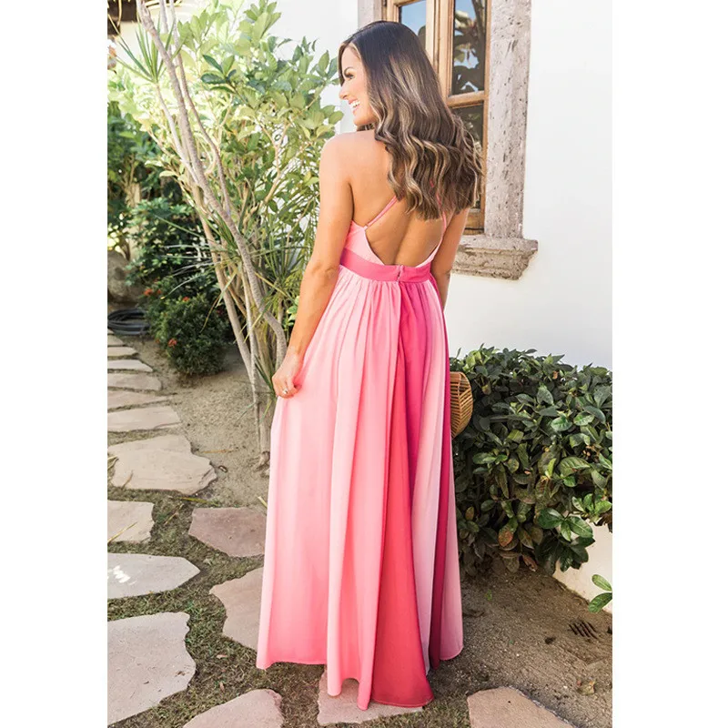 Богемное женское летнее длинное платье 2019 сексуальное бодикон с рисунком