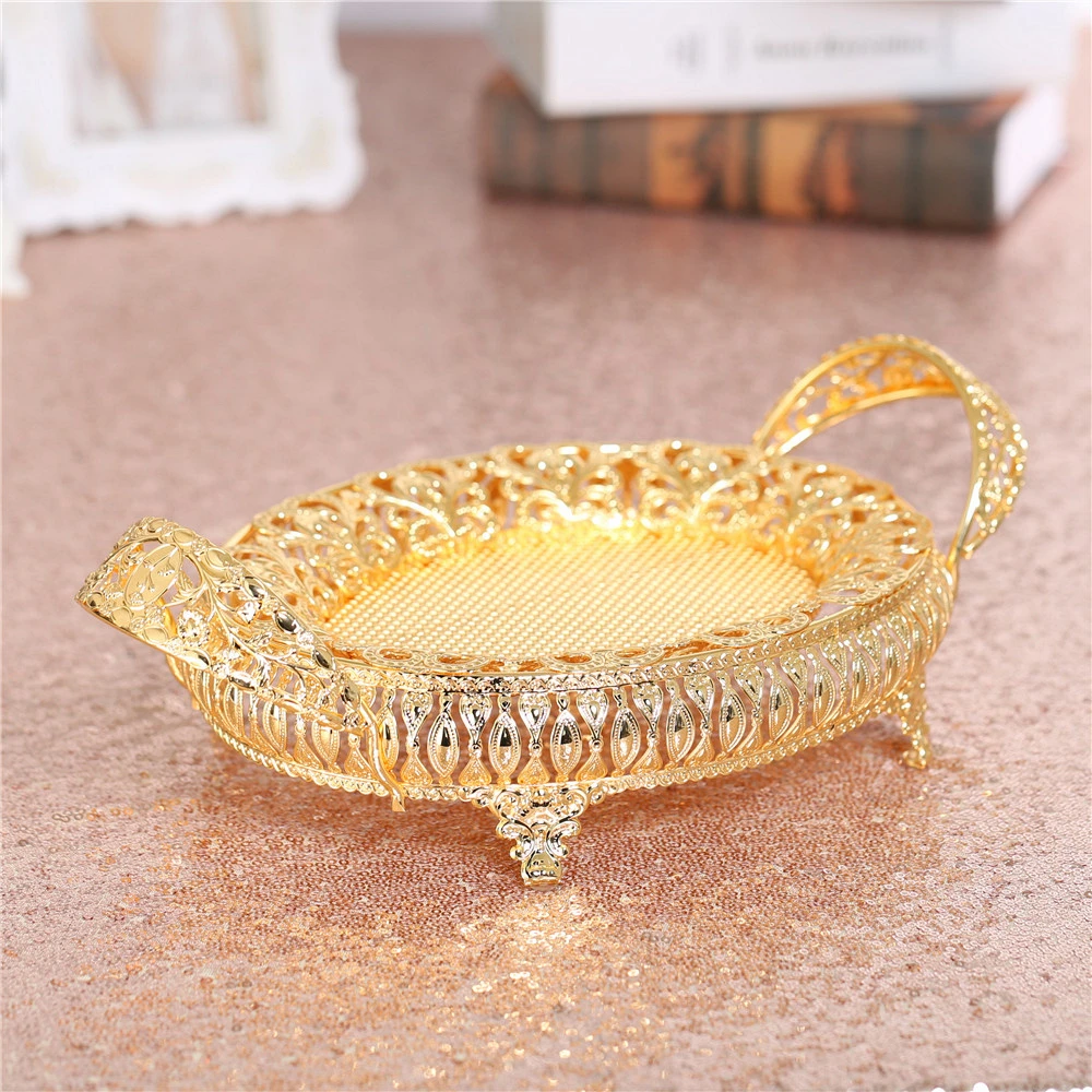 Золотая коробка для фруктов конфетная тарелка ретро металлический поддон