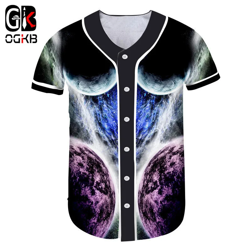 OGKB Новое поступление Женская 3d футболка унисекс летние топы с принтом планеты