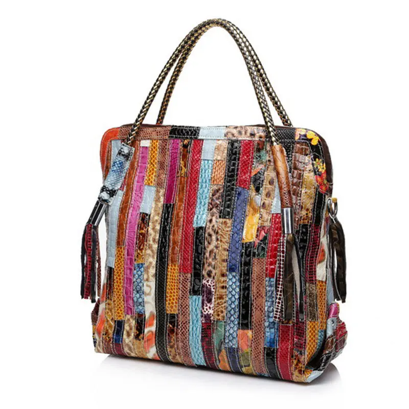 Женские сумки из натуральной кожи модные Лоскутные женские сумки-мессенджеры