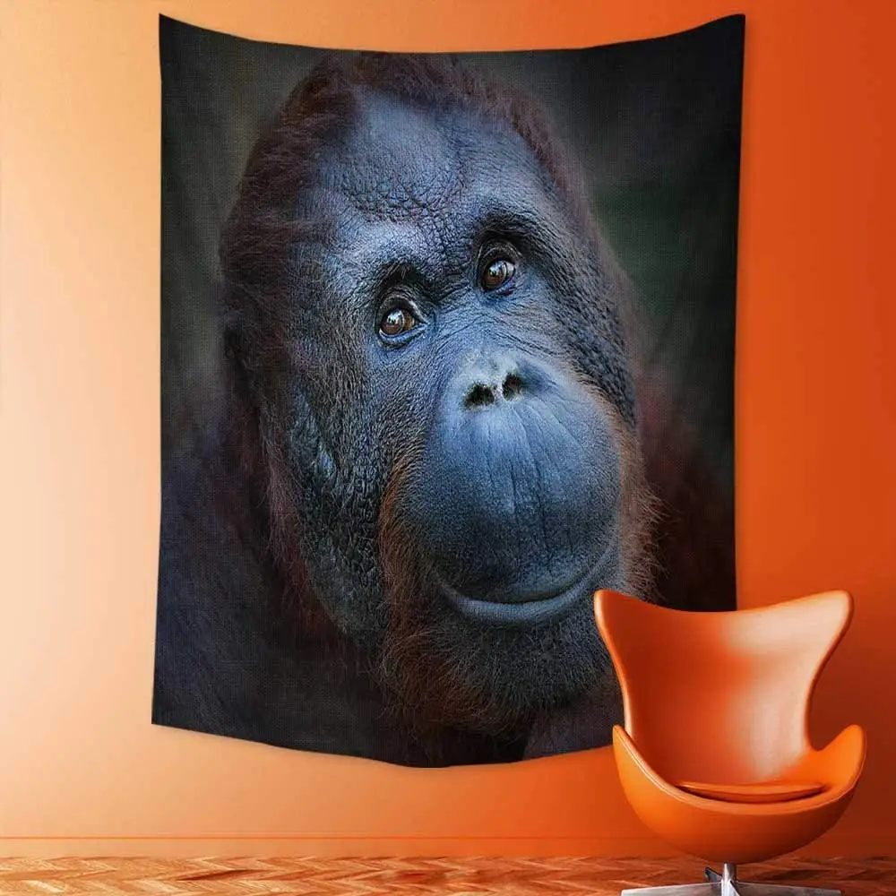 Домашний декоративный гобелен счастливой улыбкой Bornean orangutan (Pongo pygmaeus). Настенный
