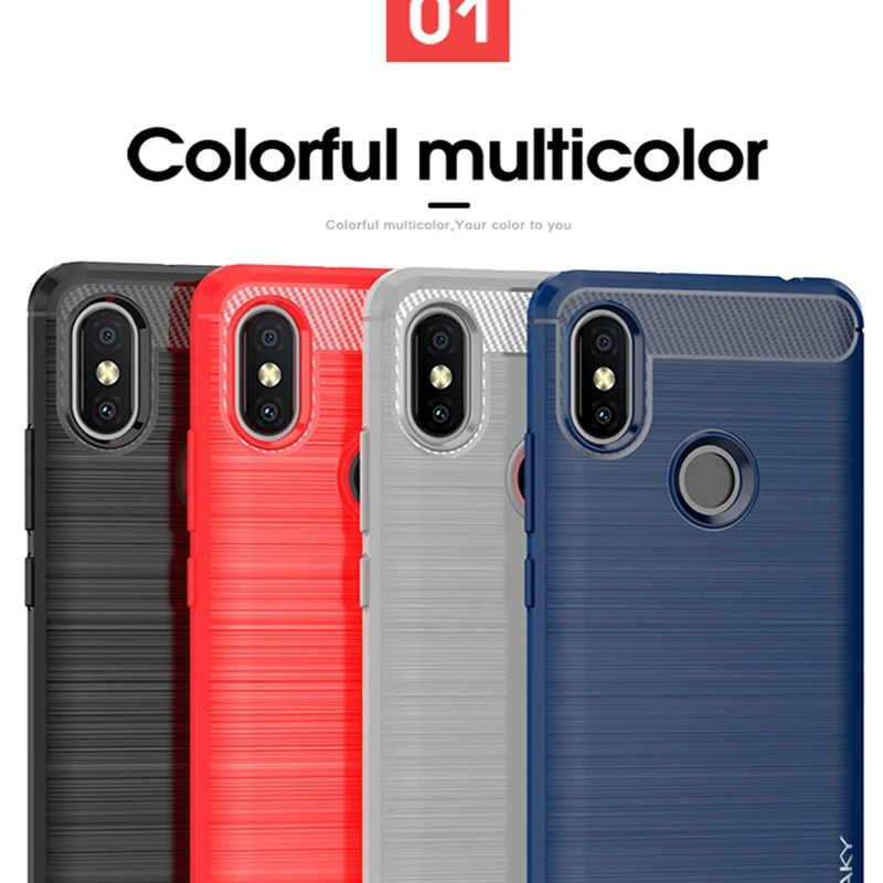 

IPAKY Silicone Case For Xiaomi Redmi S2 case cover Brushed Texture Carbon Fiber Back Protective Case For Redmi S2 TPU Capa Cases