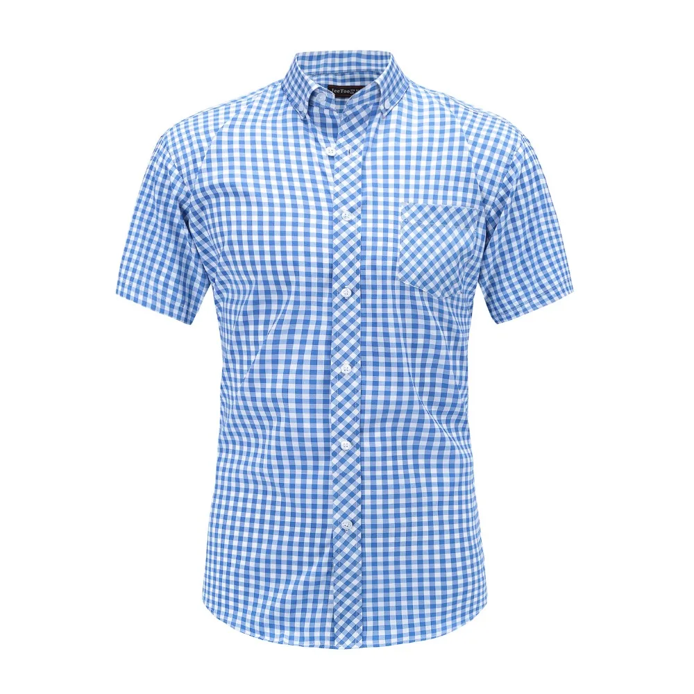 JeeToo Летняя Повседневная рубашка из хлопка в клетку Chemise Homme футболка с коротким