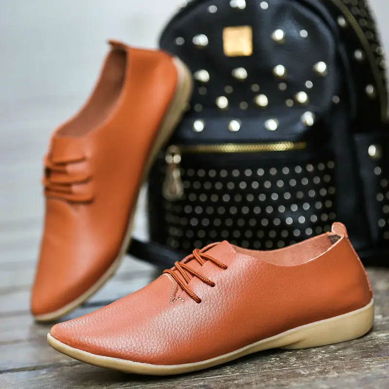 Танцевальные туфли на плоской подошве женские повседневные из воловьей кожи