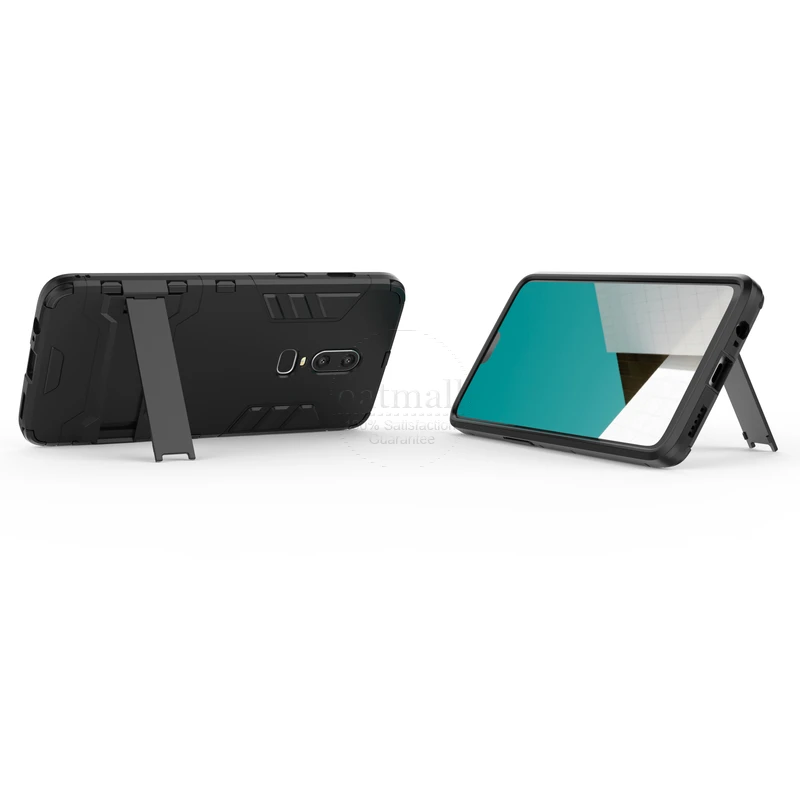 Новый двухслойный жесткий гибридный защитный чехол для Oneplus 6 с подставкой из ПК +