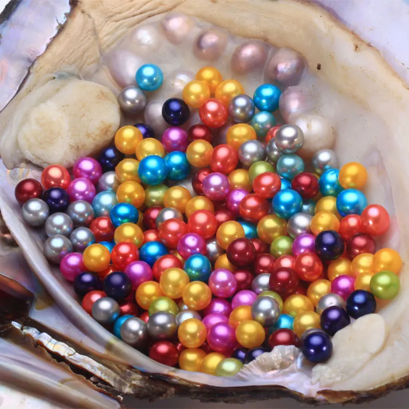 30 шт./лот круглые цветные Свободные жемчужины Устрица акойя свободные окрашенные