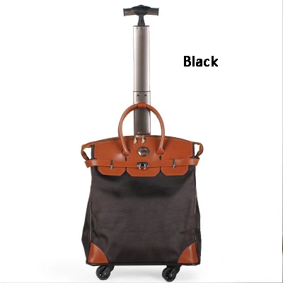 18 inch black LeTrend, вместительные дорожные сумки, женские, черные, на колёсиках, Спиннер, чемодан из материала Оксфорд, на колесиках, на колесиках, для студентов, для переноски на багажнике - Цвет: 18 inch black