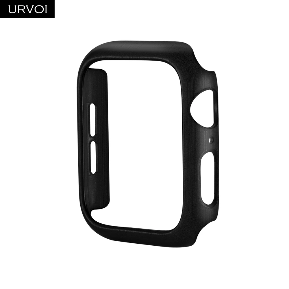 Black URVOI PC чехол для Apple Watch series 5 4 3 2 твердая рамка пластиковая щетка Бампер протектор для iWatch Тонкий Ультратонкий чехол полоса - Цвет: Black
