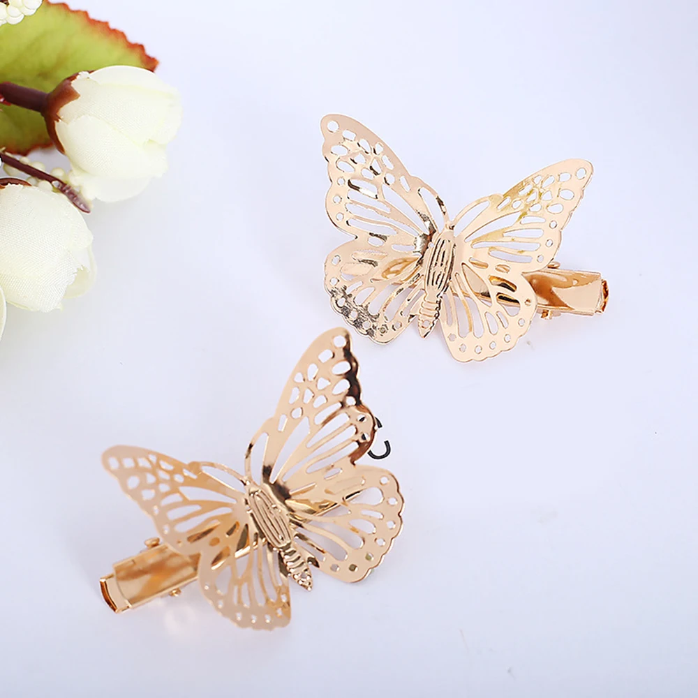 6 Pcs Hollow Golden Butterfly Barrettes Alloy DIY Hair Clips Metal Accessories Elegance Ladis Hairgrip Clamps |