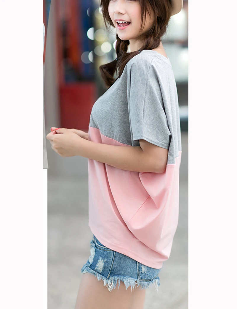 Полиэфирная Повседневная Свободная Женская футболка с коротким рукавом круглым