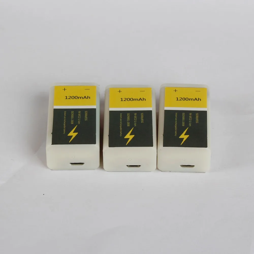 Перезаряжаемый литий-ионный аккумулятор SORVESS 9В 6F22 с USB 1200 мАч элемент для