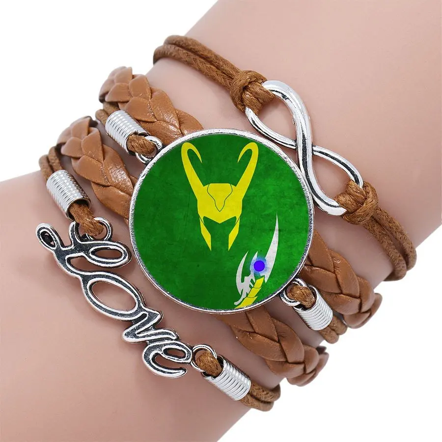 Многослойный кожаный браслет Loki Park с покрытием из стекла кабошона