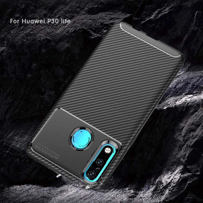 Чехол для Huawei P30 Lite из углеродного волокна мягкая силиконовая простая