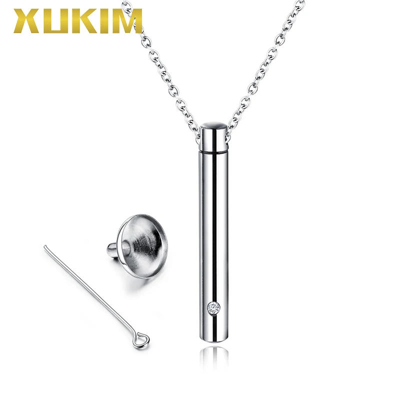 WPO407-6 Xukim Jewelry Perfume Necklace Fragrant Charms Cylinder Pet Bone Ash Box Pendant | Украшения и аксессуары