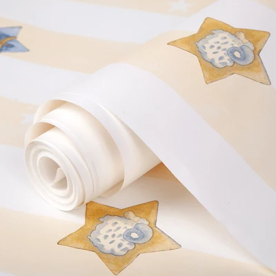 A yellow stars 2012 Новые вертикальные полосы мультфильм любовь звезды Детская комната гостиная обои для подростков мальчик девочка ТВ фон спальня Фотообои - Цвет: A yellow stars 2012