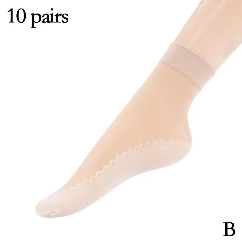 Newly 1 Pair Soft Socks Casual Non-slip Bottom Spring Summer Women Splice Fashion Transparent Ladies Girls Core Socks - Color: B