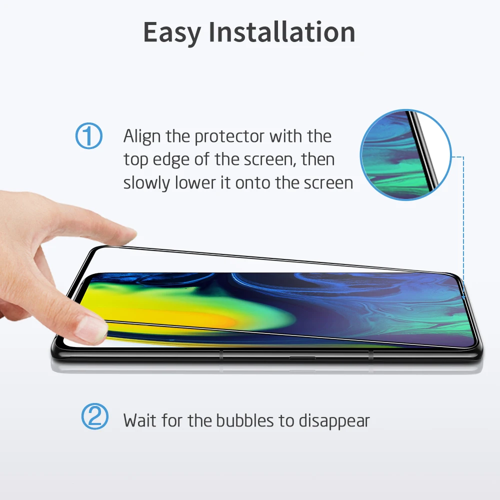 2 шт./лот ESR Защита экрана для samsung Galaxy A50 A70 полное изогнутое закаленное стекло для samsung Galaxy A40 A70 A80 стеклянная пленка