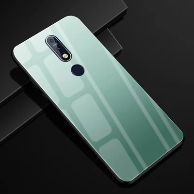 Coque для nokia 7,1 чехол градиентное закаленное стекло+ чехол с мягкими краями для nokia 7,1 dream glass чехол nokia 7,1 TA-1100 чехол s shell - Цвет: A7