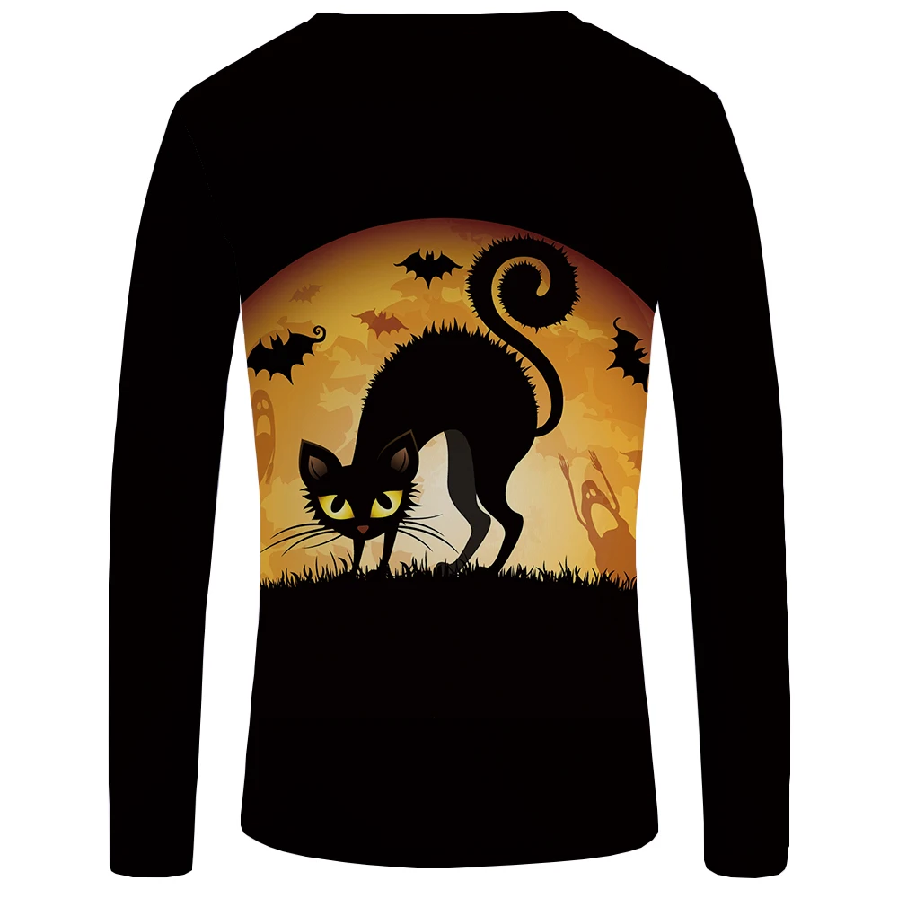 Футболка с длинным рукавом KYKU черная футболка Луной и принтом|brand tshirt women|tshirt brand