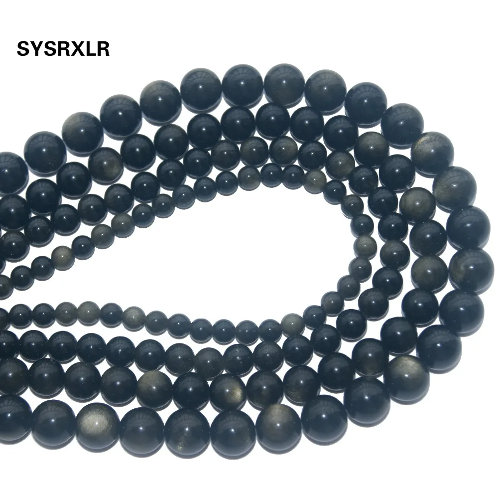 Free Shipping Natural Stone Eyes Obsidian Round Loose Beads For Jewelry Making DIY Bracelet Necklace 6 8 10 12 MM Strand 15'' |