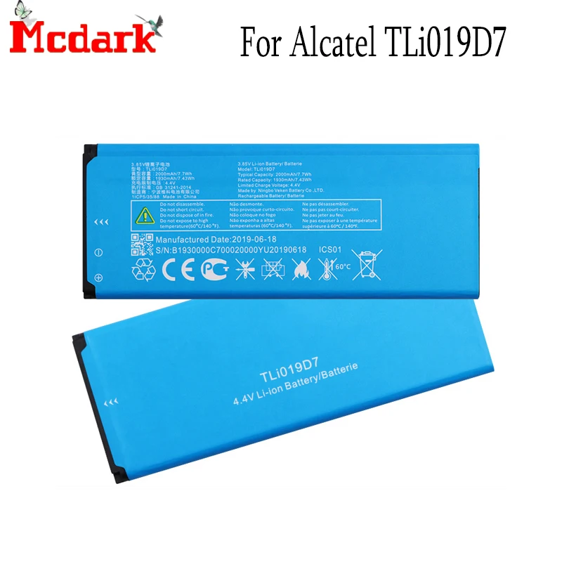 Аккумулятор Mcdark TLi019D7 2000 мА · ч резервный аккумулятор для Alcatel 1 5033 5033D 5033X 5033Y 5033A