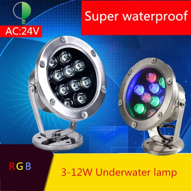 

3 Вт 6 Вт 9 Вт 12 Вт RGB/белый/теплый белый Светодиодный прожектор AC24V подводный источник света прожекторы с пультом дистанционного управления