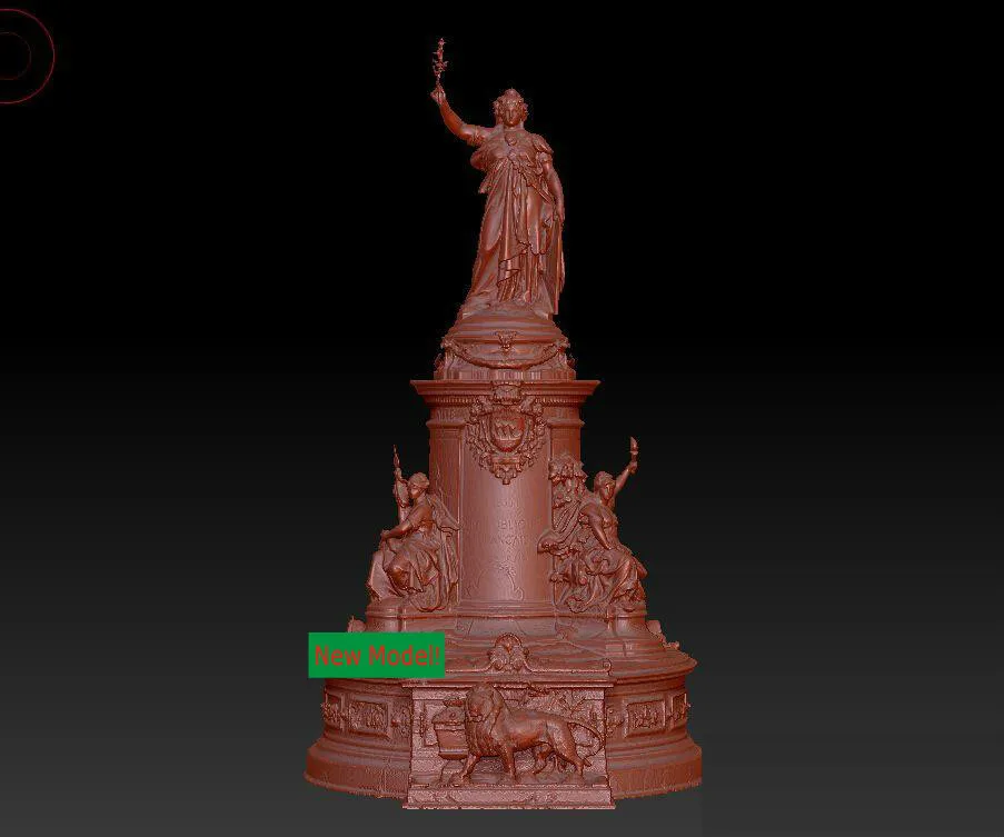 3d модель для ЧПУ 3D станок с в формате STL скульптура Республики Плаза Париже|3d model for