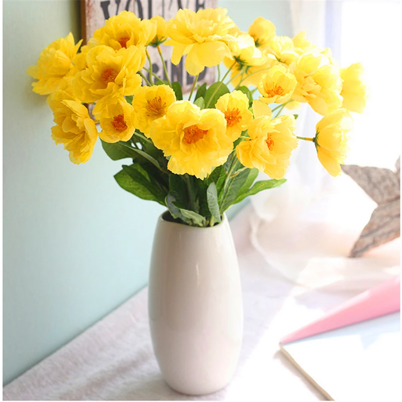 Шелковые искусственные цветы с Маком длинные Стволовые украшения для подружки