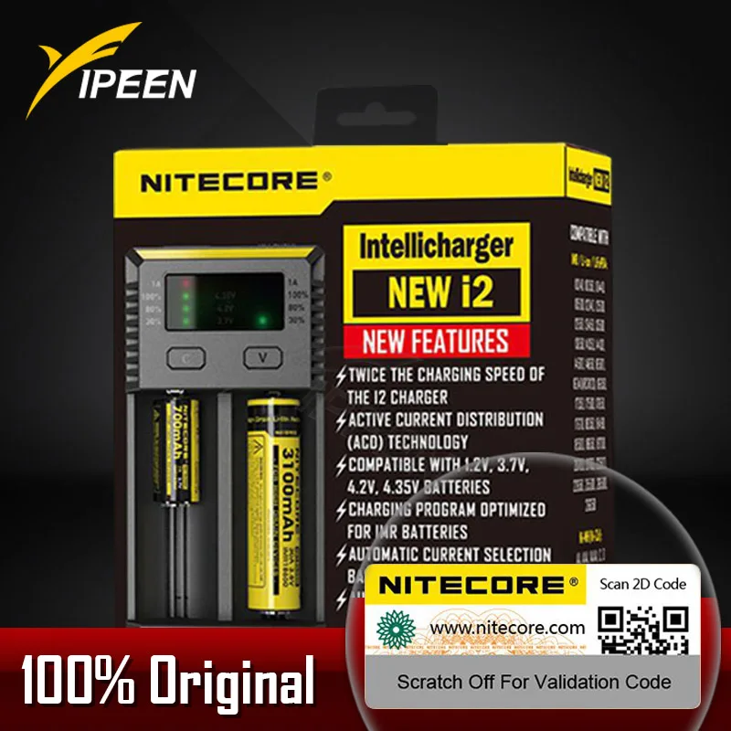 Высокое качество батареи Nitecore D4 D2 I4 I2 зарядное устройство ЖК-дисплей Интеллектуальный литий-ионный 18650 14500 26650 16340 AA автомобильное зарядное устройство ЕС