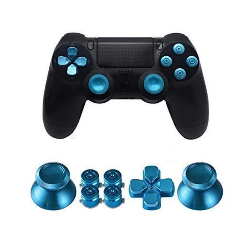 Blue Металлические накладки на джойстик для PS4 контроллер алюминиевая замена ABXY пули кнопки Thumbsticks хром D-pad для sony Playstation 4 - Цвет: Blue
