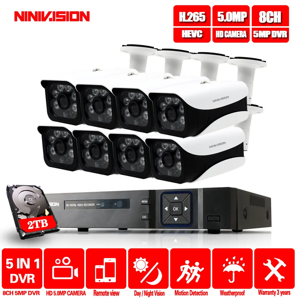 NINIVISION 5MP H.265 видео наблюдение 8 камера beveiligings камера система Камара de seguridad уличная камера безопасности Система - Цвет: Белый