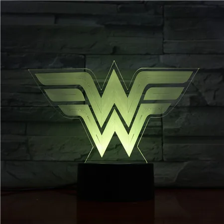 Usb светодиодный 3d-ночник Dc Justice League логотип Чудо Женщины мультфильм супергерой Мальчики День рождения детей Подарки настольная лампа прикроватная