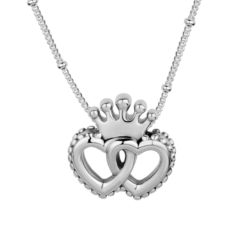 

Trendy 100% 925 Sterling Silver United Regal Heart Pendant Necklaces for Women Link Chain Necklace Fashion Jewelry Gift Colares