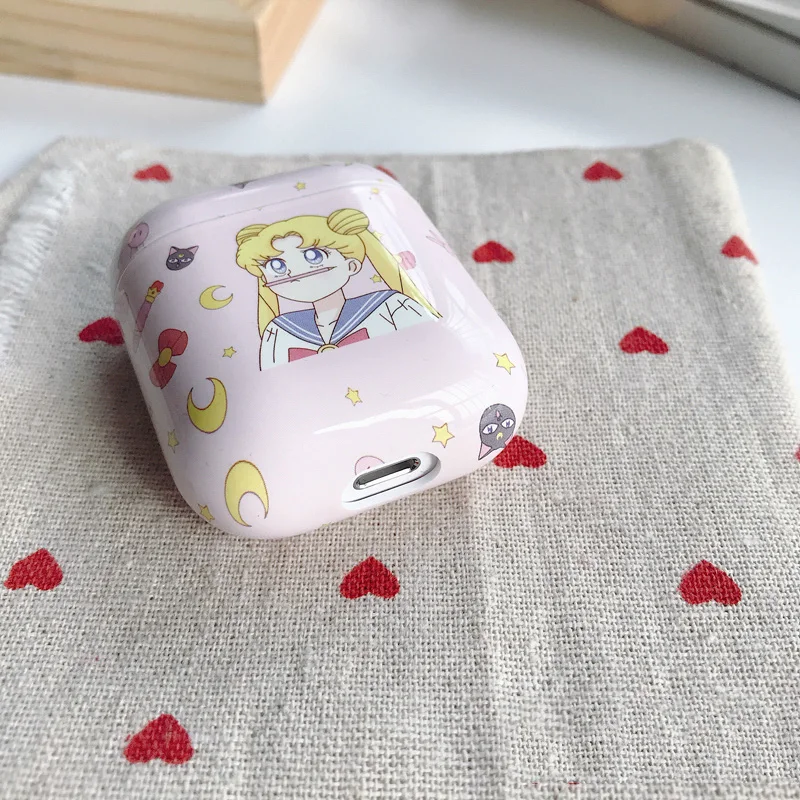 Жесткий чехол с рисунком Сейлор Мун для Apple Airpods 1 чехол защитный чехол Bluetooth беспроводной чехол для наушников зарядная Коробка Чехол Сумки