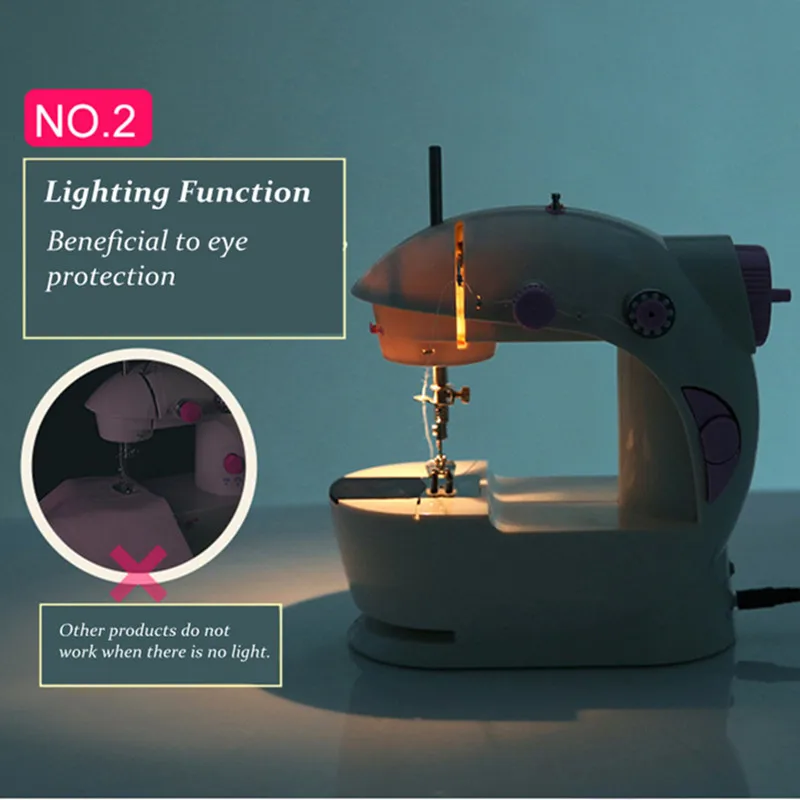 Мини ручная швейная машина Двойная Скорость резьба многофункциональная