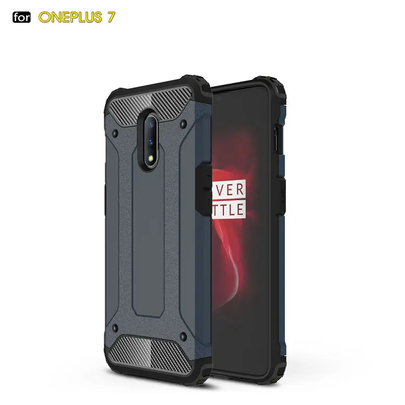 Для OnePlus 7 армированный Гибридный Жесткий Силиконовый противоударный чехол для OnePlus 7 Pro 1 7 чехол для телефона s твердая задняя крышка Capa Funda One plus 7 - Цвет: navy