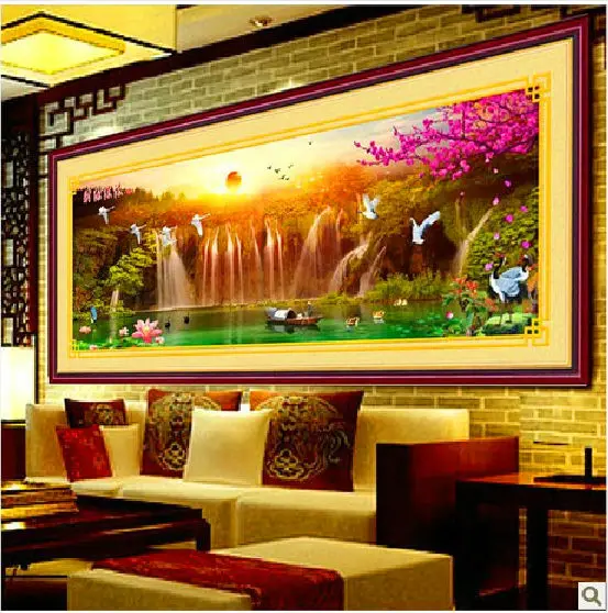 Магазин ткани с принтом Набор для вышивки крестиком часы красными цветами и