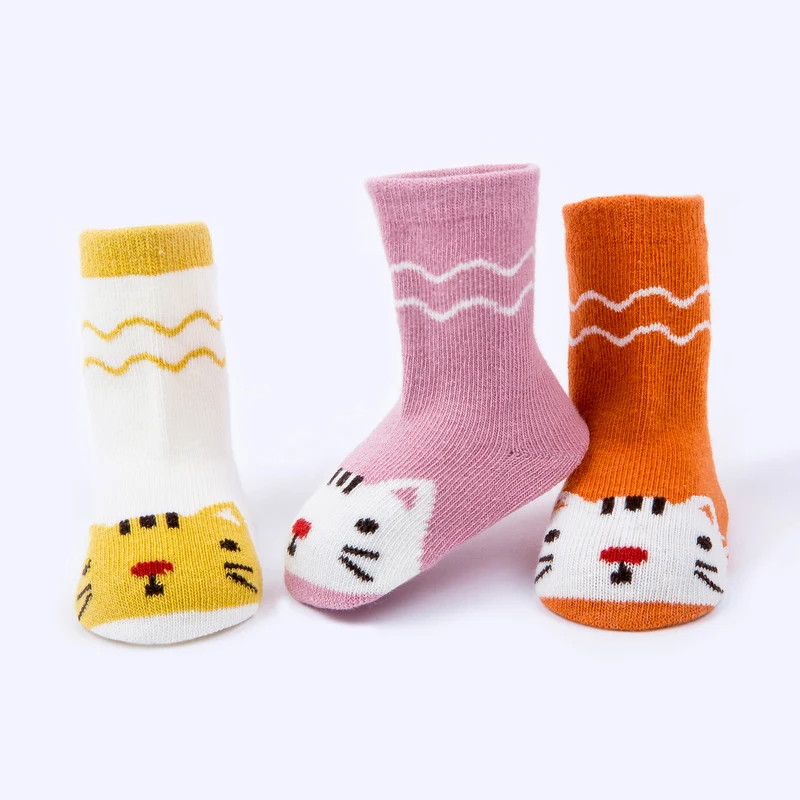 3 пар/лот хлопковые носки для малышей Детские с рисунками животных носки-тапочки