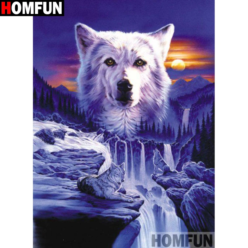 HOMFUN Full Square/Round Drill 5D DIY Diamond Painting &quotAnimal wolf&quot 3D Embroidery Cross Stitch Home Decor A13429 | Дом и сад