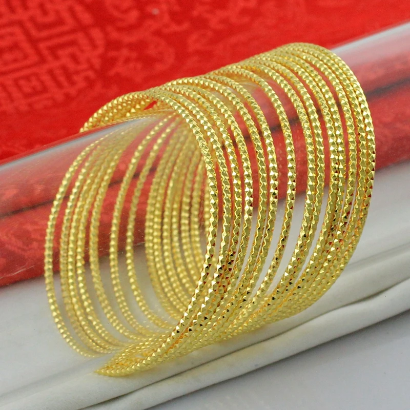 

3 Pcs/lot Thin Bangle Bracelet 14K Gold Big Circle Closed Womens Bangle Diameter 65mm(2.55 Inches)