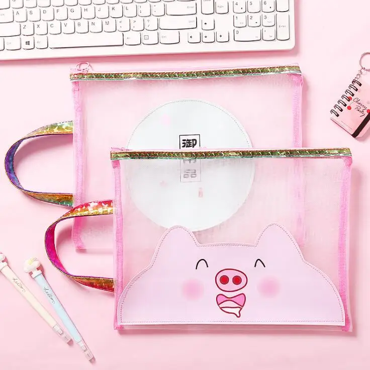 Kawaii в виде розовой свинки A4 Сумка-папка для документов студентов экзаменационных