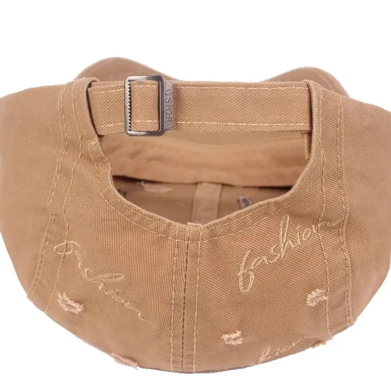 Kagenmo Fashion Letter Embroidery Unisex Beret Wash Cotton High Quality All-Match Visor Soild Color Cool