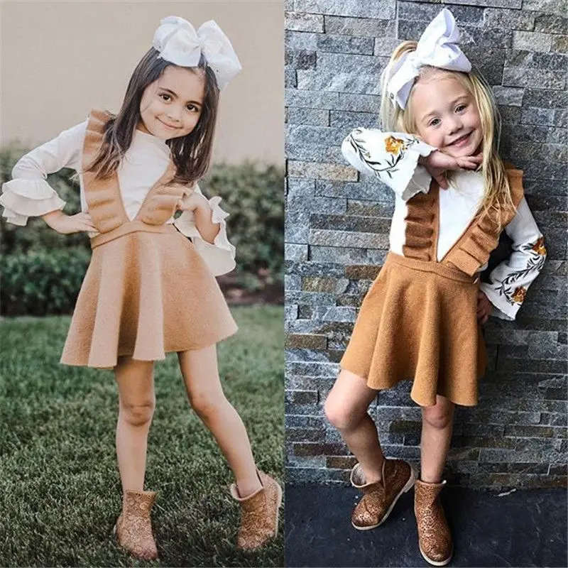 Новинка 2018 милое коричневое платье для маленьких девочек принцессы с оборками и