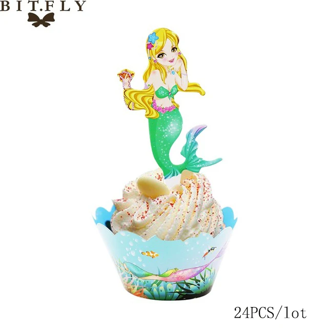 Mermaid BIT. FLY Русалка Вечерние одноразовые бумажные стаканчики тарелки соломы вилки ложки Русалка День Рождения украшения Детские принадлежности - Цвет: Mermaid